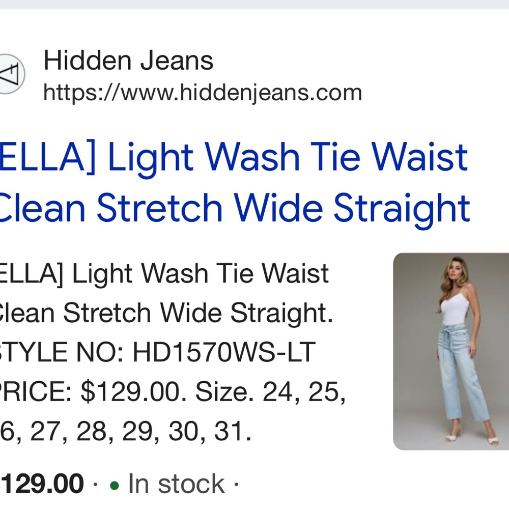 Hidden Jeans Light Wash Straight Leg Jeans